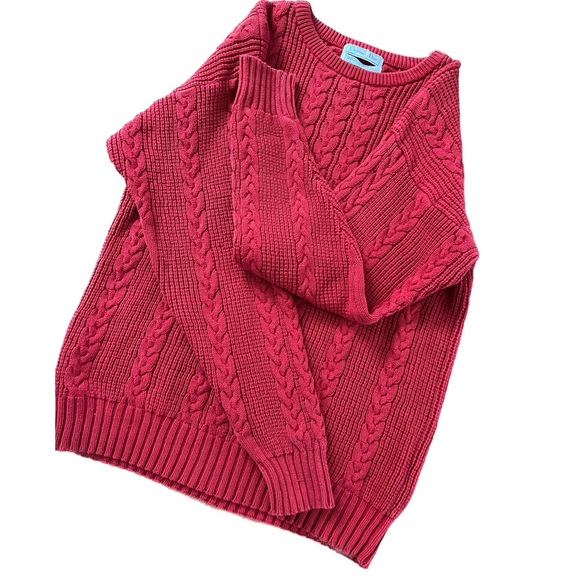 Dior Sweaters - Vintage Christian Dior Red Cable Knit Pullover Sweater